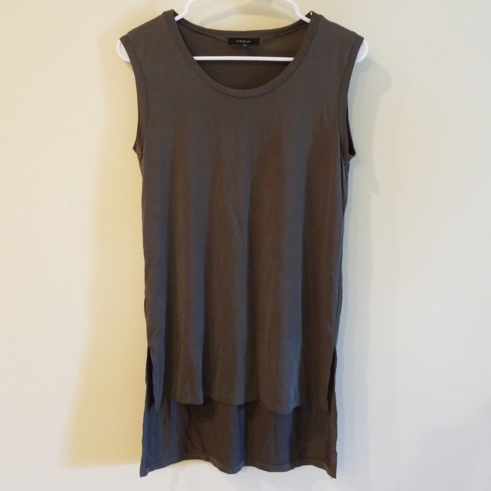 DREW Hi-Low Tank Top in Army Green, XS
